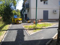 Фотографии во время ремонта дворовой  территории по адресу п. Колобово ул. 1 Фабричная д. 43 